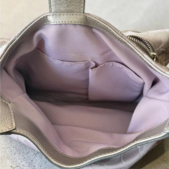 Coach Grey Pale Lilac & Silver Signature Hobo Shoulder Bag Vintage - Picture 11 of 14